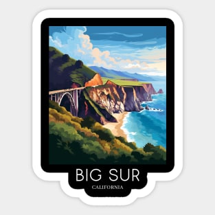 A Pop Art Travel Print of Big Sur - California - US Sticker